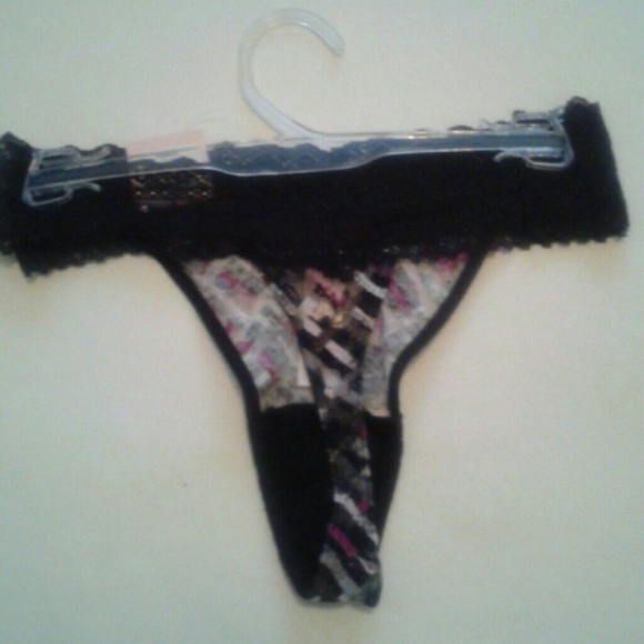 Candies Purple/Black Plaid Laced Thong-S - Picture 4 of 7